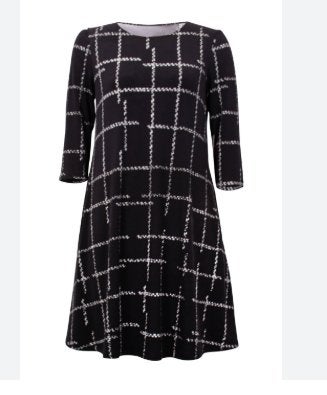 Joseph Ribkoff prachtige losse ruit/print jurk mt 42/44, Meerkleurig, ., Maat 42/44 (L), Joseph Ribkoff
