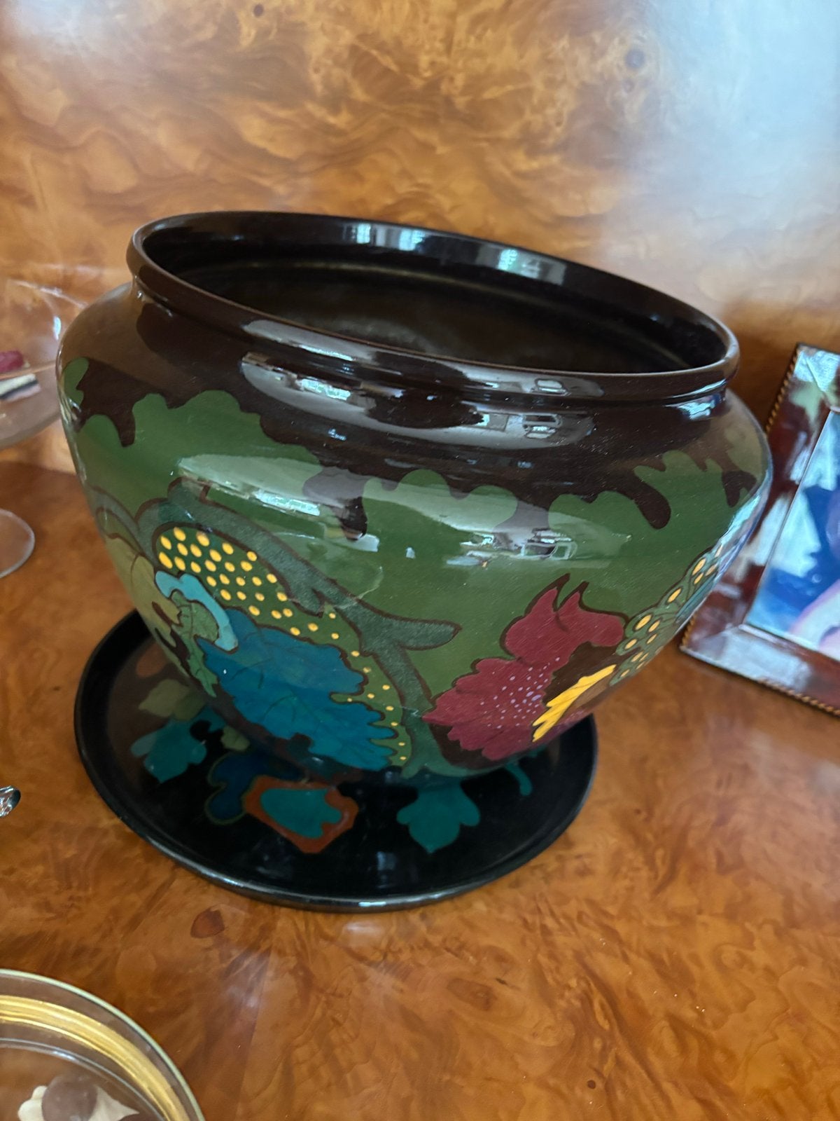 Set van 3 Vintage plateel Vazen met Bloemenmotief, Antiek en Kunst, Antiek | Vazen, Ophalen of Verzenden