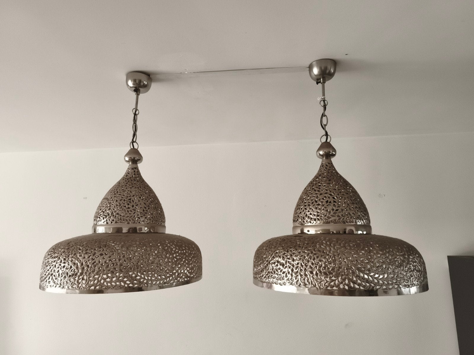 Set van 2 Marokkaanse hanglampen - Metaal, Marokkaans, Oosters, Gebruikt, Metaal, E27 (groot)