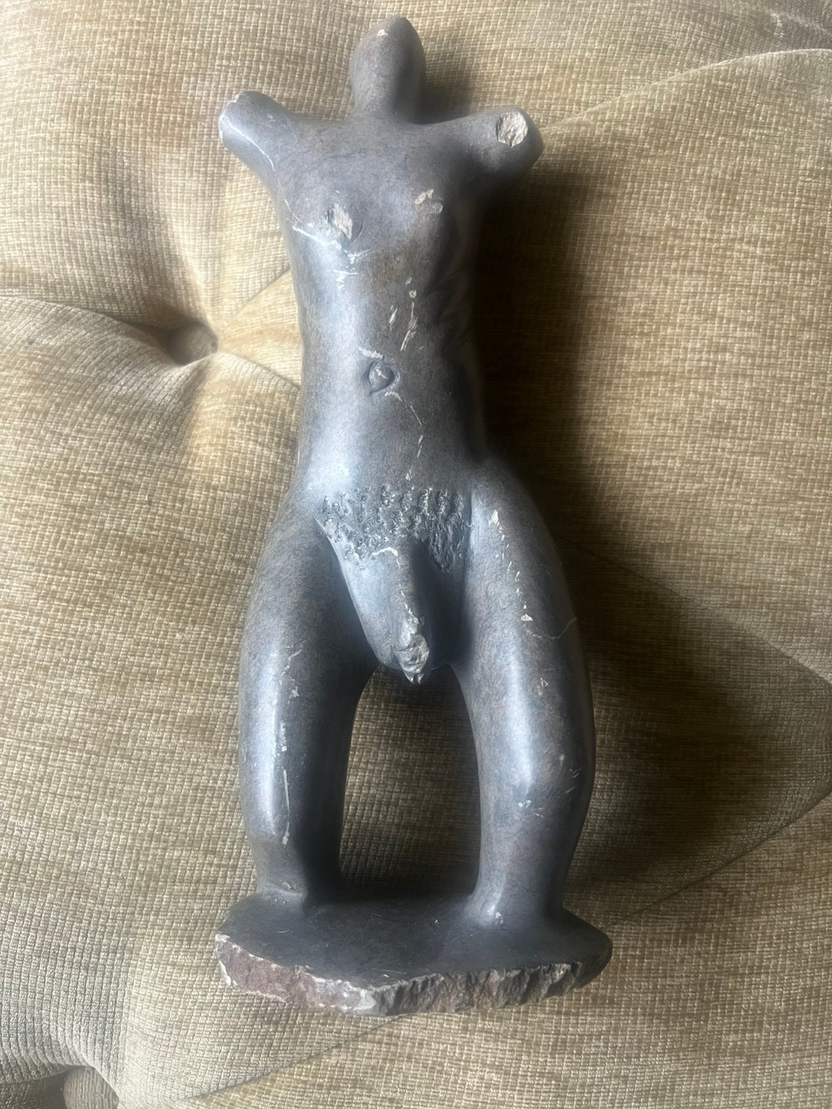 Antiek Handgemaakt Stenen Torso Beeldje., Ophalen of Verzenden, Steen of Keramiek, Beeld, Man