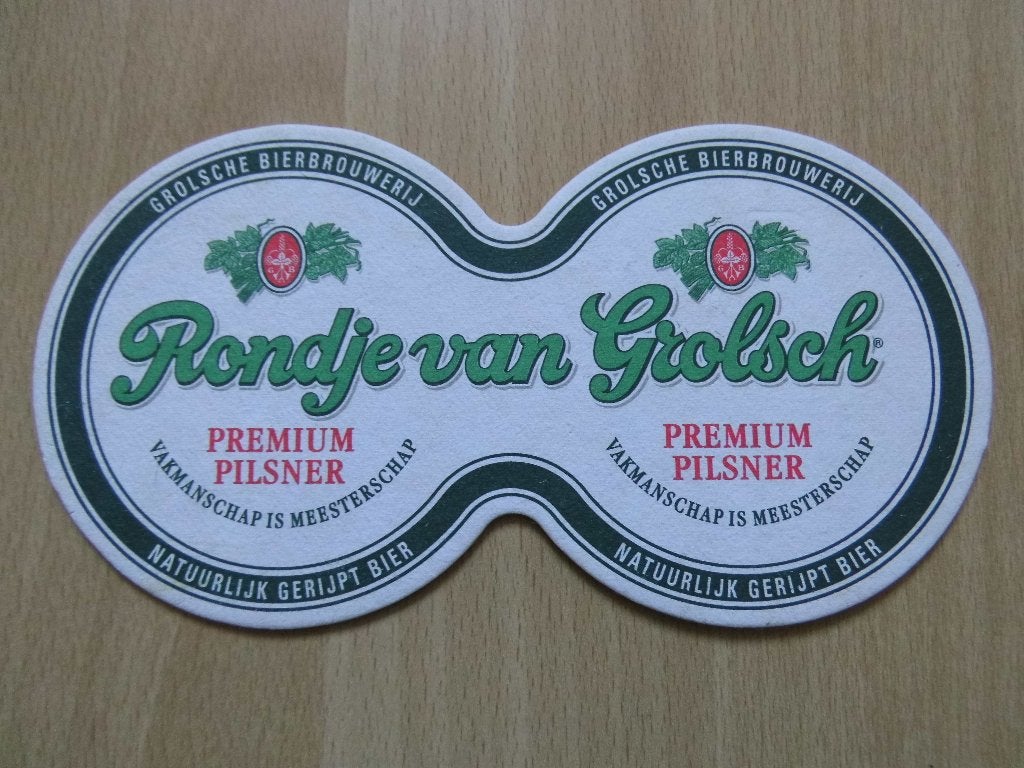 Dubbel Grolsch bierviltje bier viltje voor twee glazen, Ophalen of Verzenden, Nieuw, Viltje(s), Grolsch