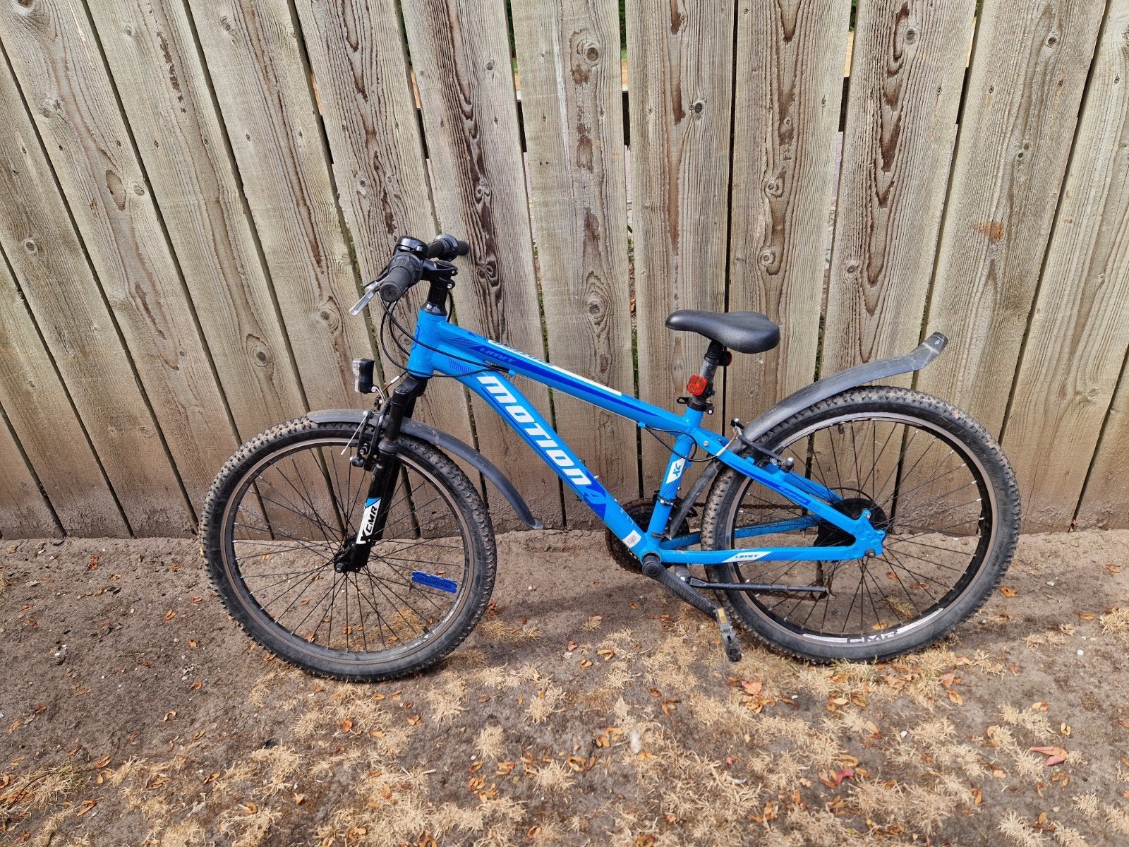 Blauwe Motion kinderfiets 24 inch, 13 inch frame, Gebruikt, Velgrem, Versnellingen, Minder dan 49 cm