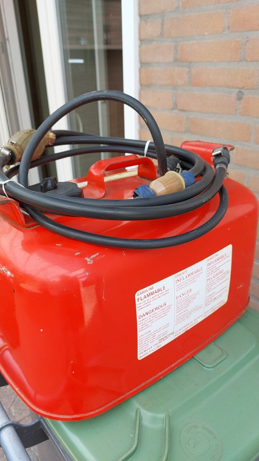 Metalen Suzuki brandstoftank voor buitenboordmotor, Ophalen, Gebruikt, Motor en Techniek