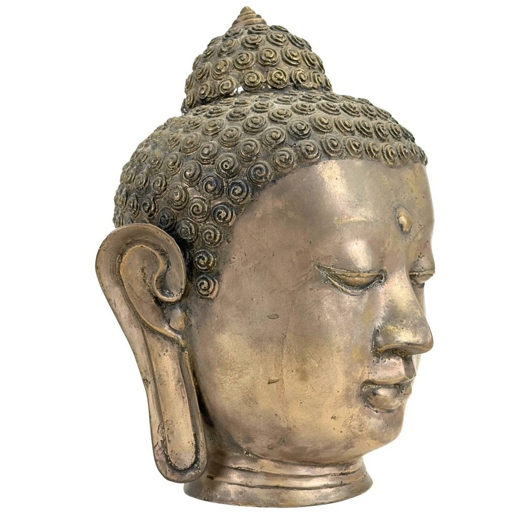 Boeddhahoofd – Thais brons – Sukhothai-stijl, Antiek en Kunst, Overige herkomsten, Ophalen of Verzenden, Beeld, Brons