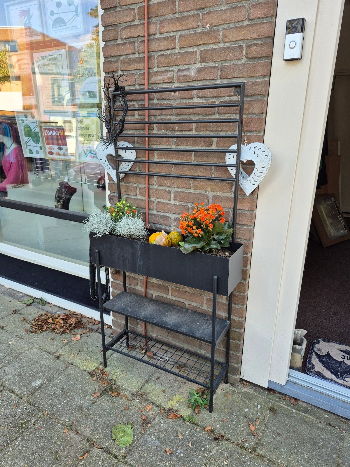 Metalen plantenrek met bloembak en rooster, Ophalen, Gebruikt, Minder dan 60 cm, 60 cm of meer