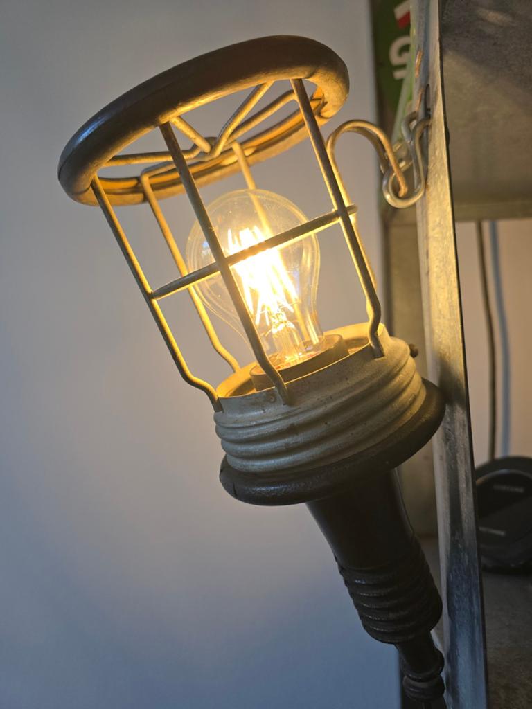 Antieke industriële garagelamp Looplamp met gratis LED Lamp, Ophalen of Verzenden