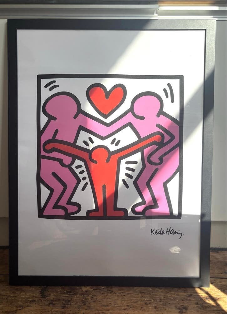 Keith Haring 'Family' Poster in Zwarte Lijst, Ophalen, Ingelijst werk, Zo goed als nieuw, Met afbeelding