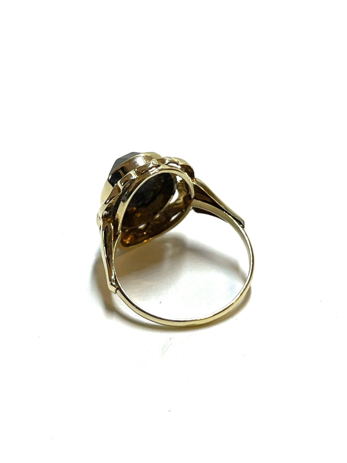 14k gouden ring met een hematiet, -, -, Ophalen of Verzenden, Dame
