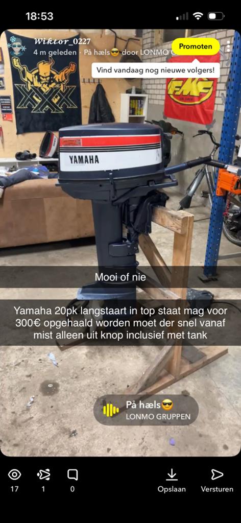 20pk langstaart yamaha, Ophalen, Motor en Techniek, Motorboot