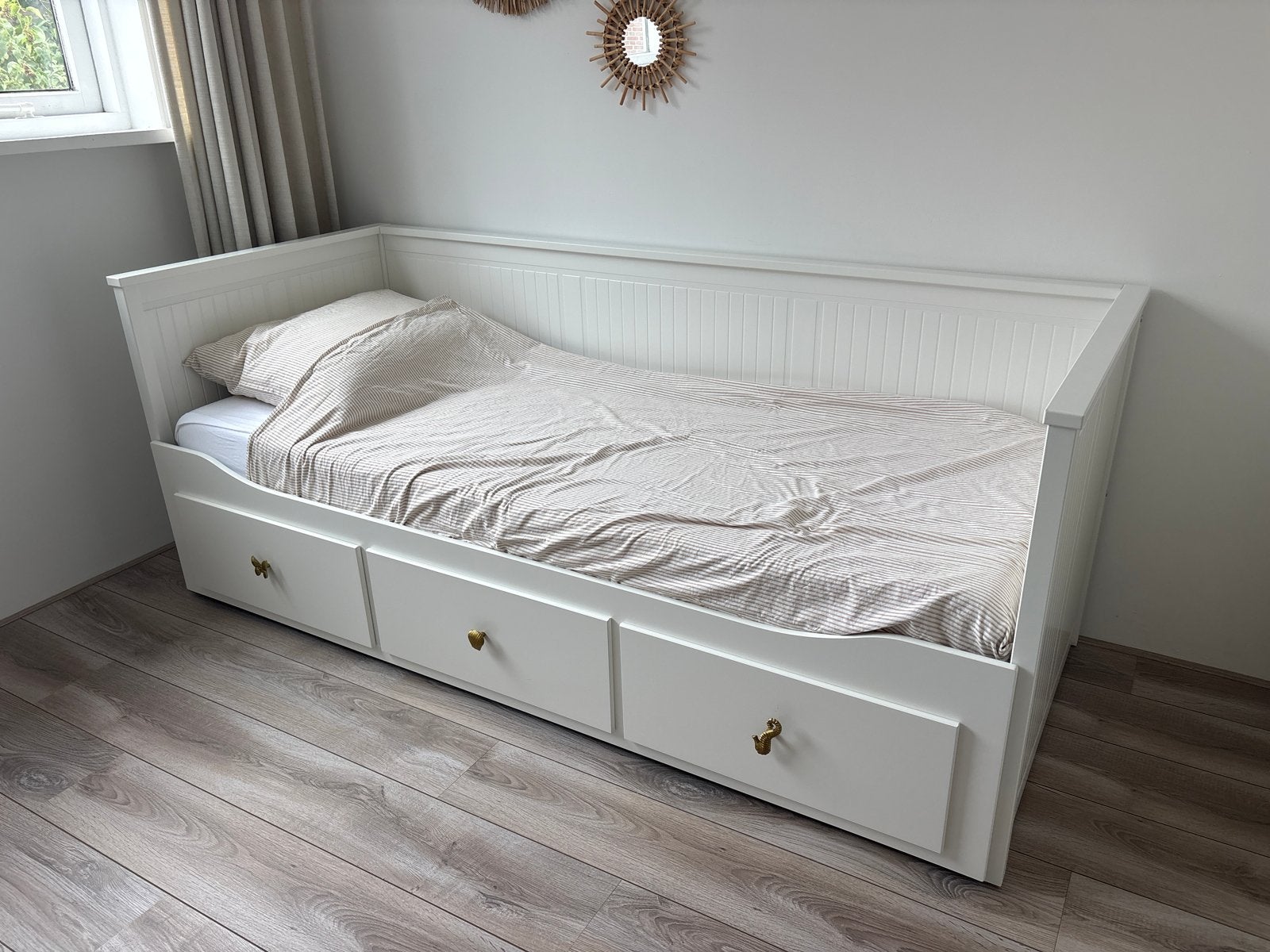 IKEA Hemnes Bedbank 80x200 (uitschuifbaar naar 160x200), Ophalen, Eenpersoons, Wit, 80 cm