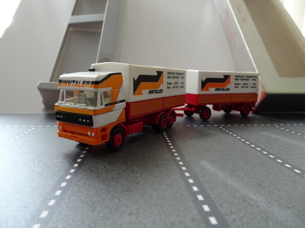 681 herpa daf 3600 space cab inntaler oostenrijk 1:87 truck, Ophalen of Verzenden, Zo goed als nieuw, Bus of Vrachtwagen, Herpa