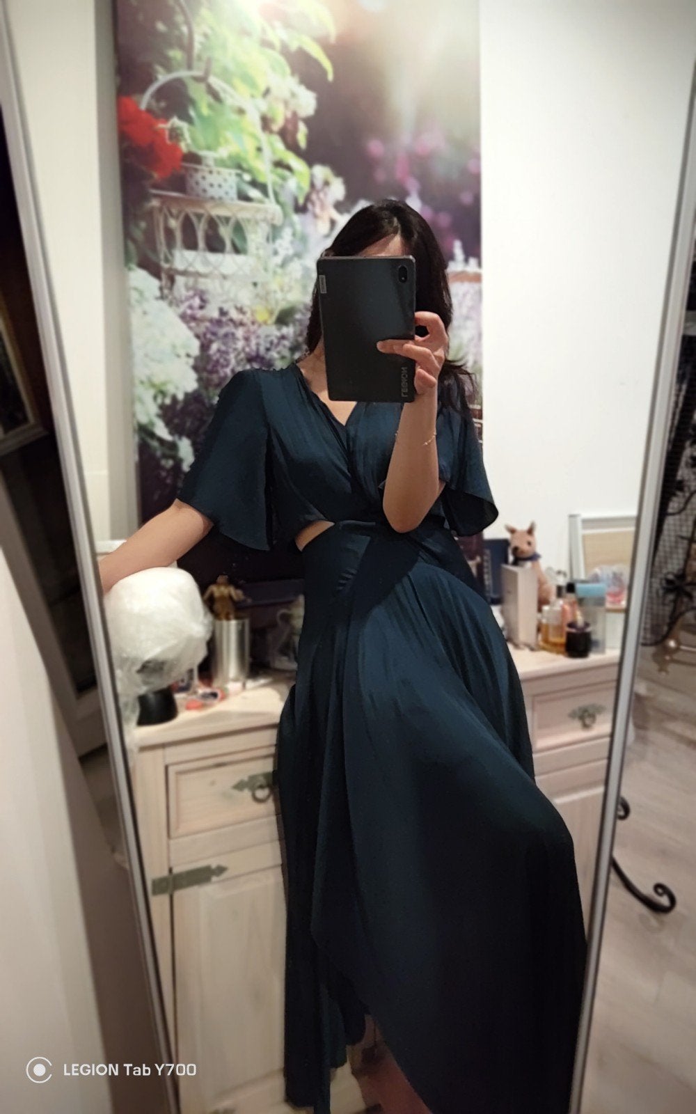 Maje Elegant donkergroene maxi jurk met cut-outs 38, Kleding | Dames, Maat 38/40 (M), Blauw, Ophalen of Verzenden, Onder de knie
