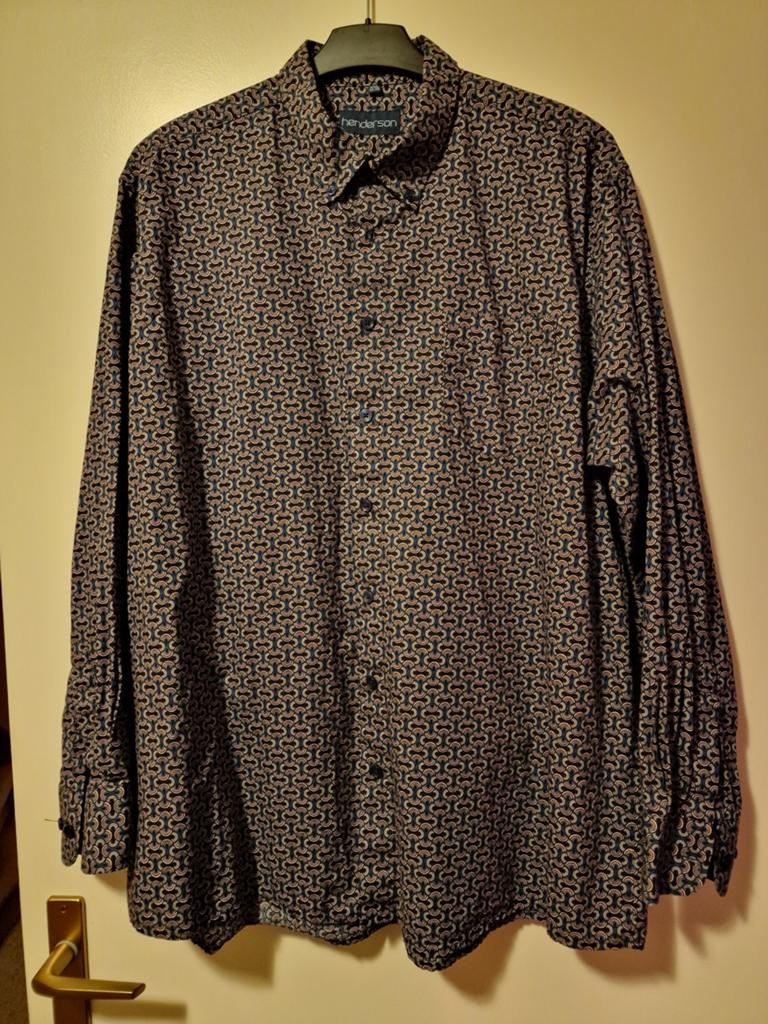 NIEUW Henderson overhemd mt 2XL bruin motief, Kleding | Heren, Ophalen, Nieuw, Bruin, Overige halswijdtes