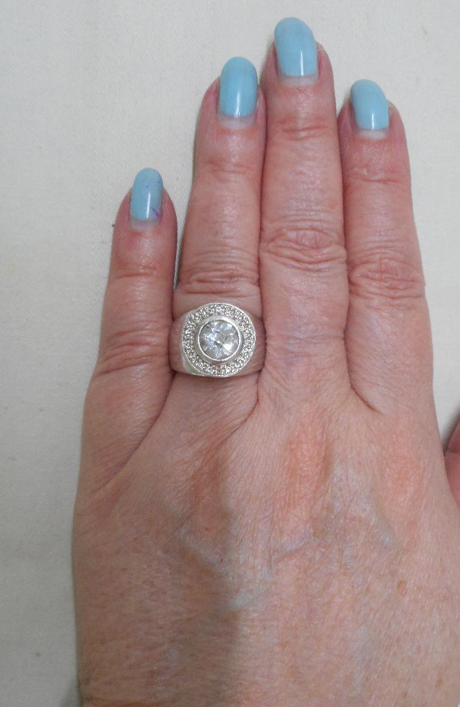Zilveren Vendoux ring met stenen maat 16  nr.2053, Gebruikt, Verzenden, Kleiner dan 17, Dame
