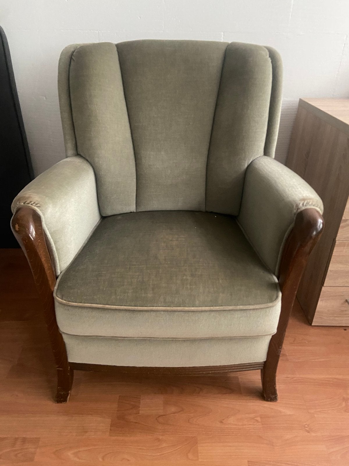 Set van 2 vintage fauteuils - Groen/Beige, Ophalen, Gebruikt, Twee, Overige kleuren