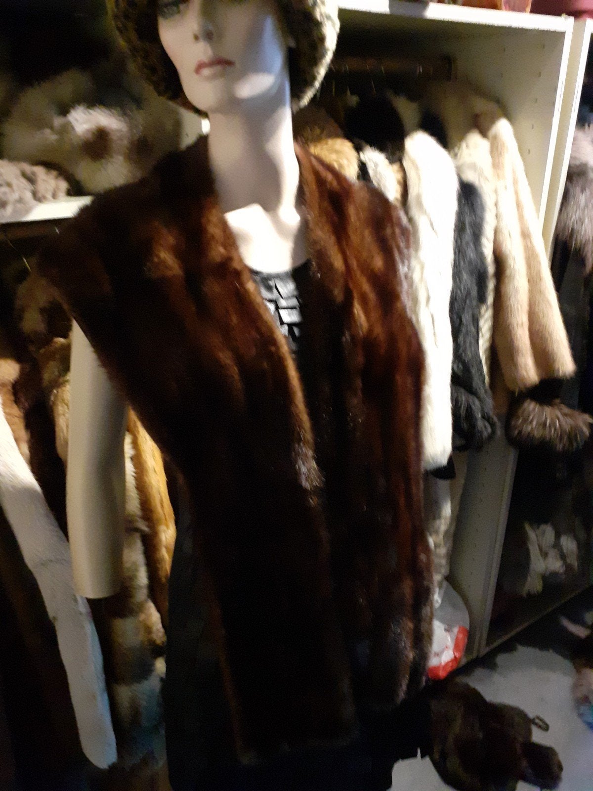 190 cm lange donkerbruin echte MINK bontstola bont stola bon, Ophalen of Verzenden, Zo goed als nieuw, Maat 46/48 (XL) of groter