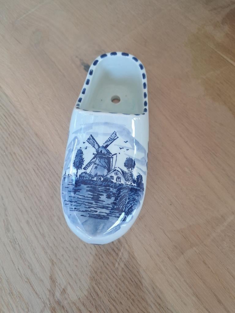 Vintage Delfts Blauw klompje met molen decoratie - 20x8 cm, Antiek en Kunst, Ophalen of Verzenden