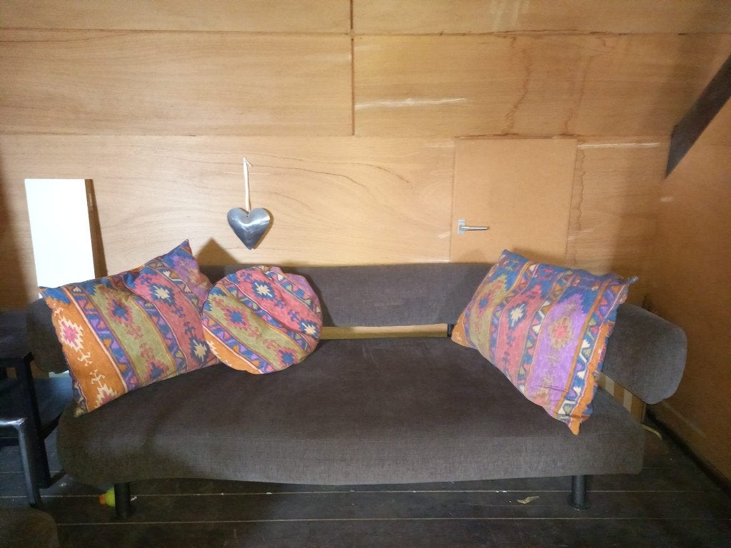 set bank en stoel, Ophalen, Gebruikt, Tweepersoons, 75 tot 100 cm