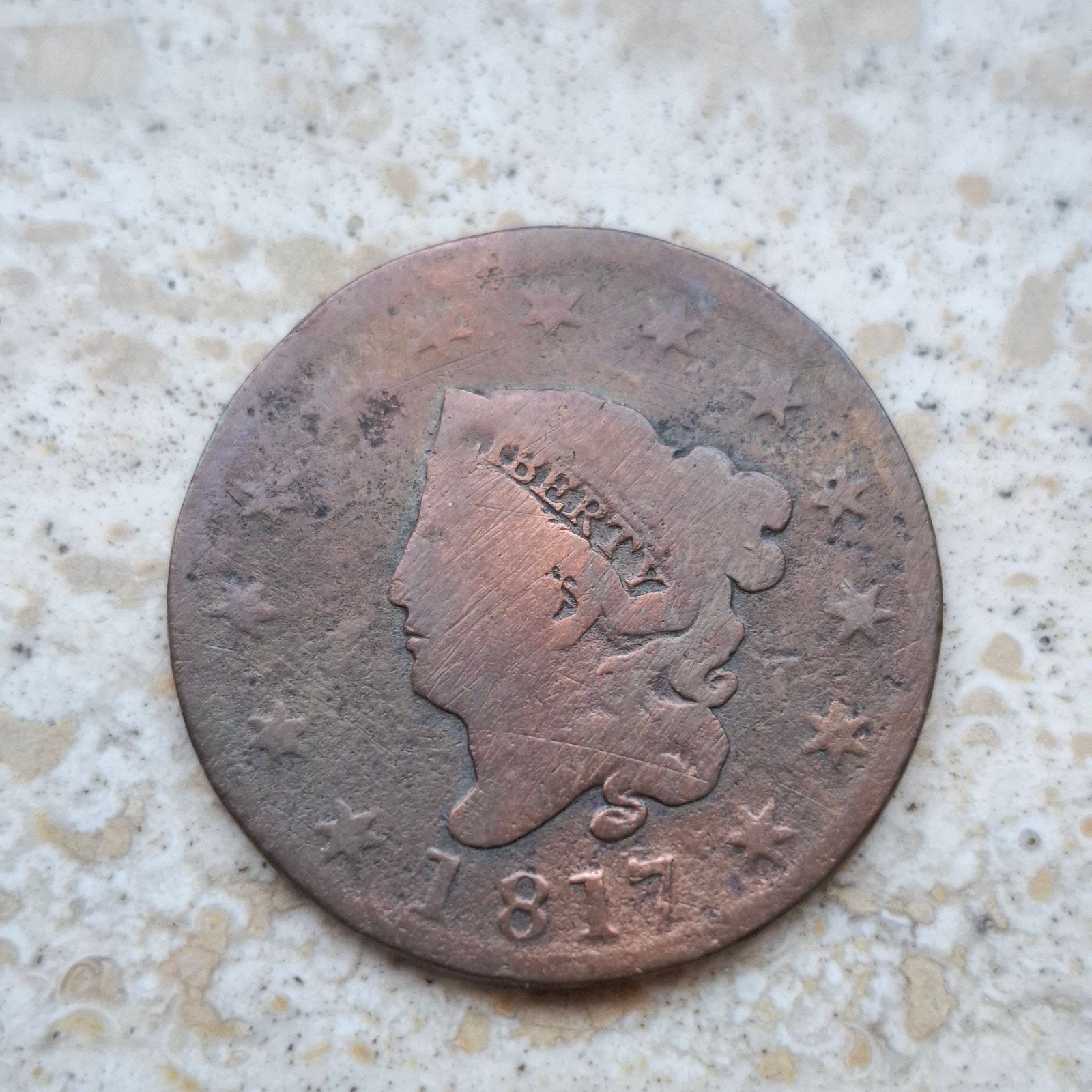 1 cent 1817 schaars, Ophalen of Verzenden, Noord-Amerika, Losse munt