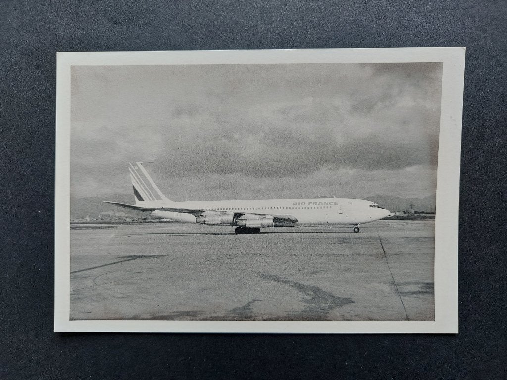 Foto van een Air France Boeing 707 (F776), Verzamelen, Luchtvaart en Vliegtuigspotten, Ophalen of Verzenden, Gebruikt, Kaart, Foto of Prent