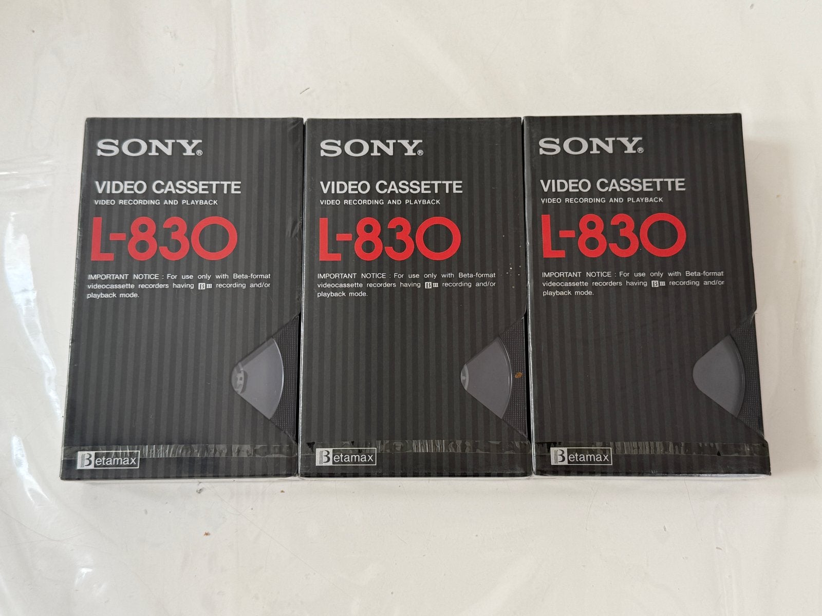 3 Nieuwe Sony L-830 Betamax Videobanden - Ongeopend, Ophalen of Verzenden, Nieuw in verpakking