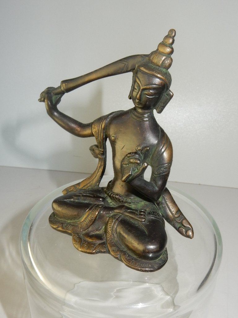 Boeddha / Manjushri Tibetaans, Metaal, Massief, 10 cm, Ophalen of Verzenden