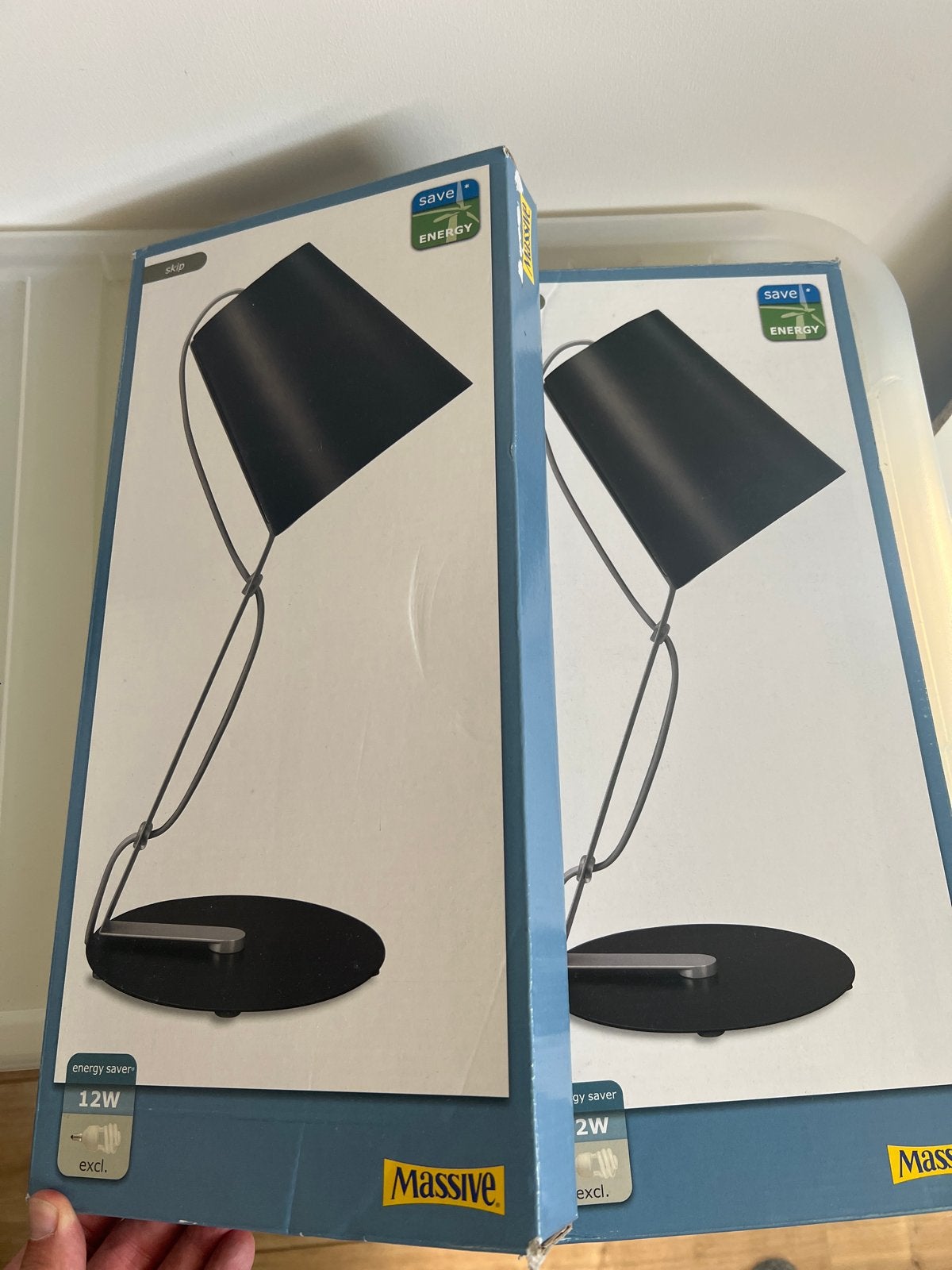 2x Massive Tafellamp / nachtlamp zwart - Energiezuinig 12W, Huis en Inrichting, Lampen | Tafellampen, Ophalen, Bureaulamp, Nieuw