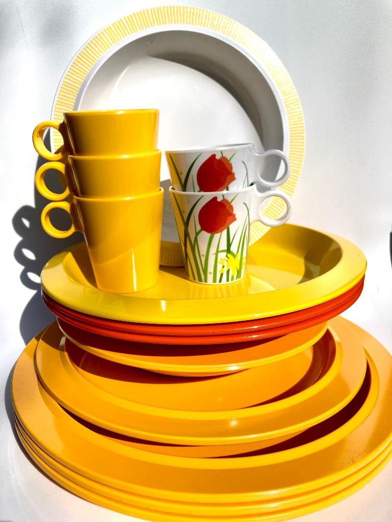Vrolijke mix oranje geel Mepal Rosti Tiger Melamine servies, Ophalen of Verzenden, Mepal rosti Tiger, N, N