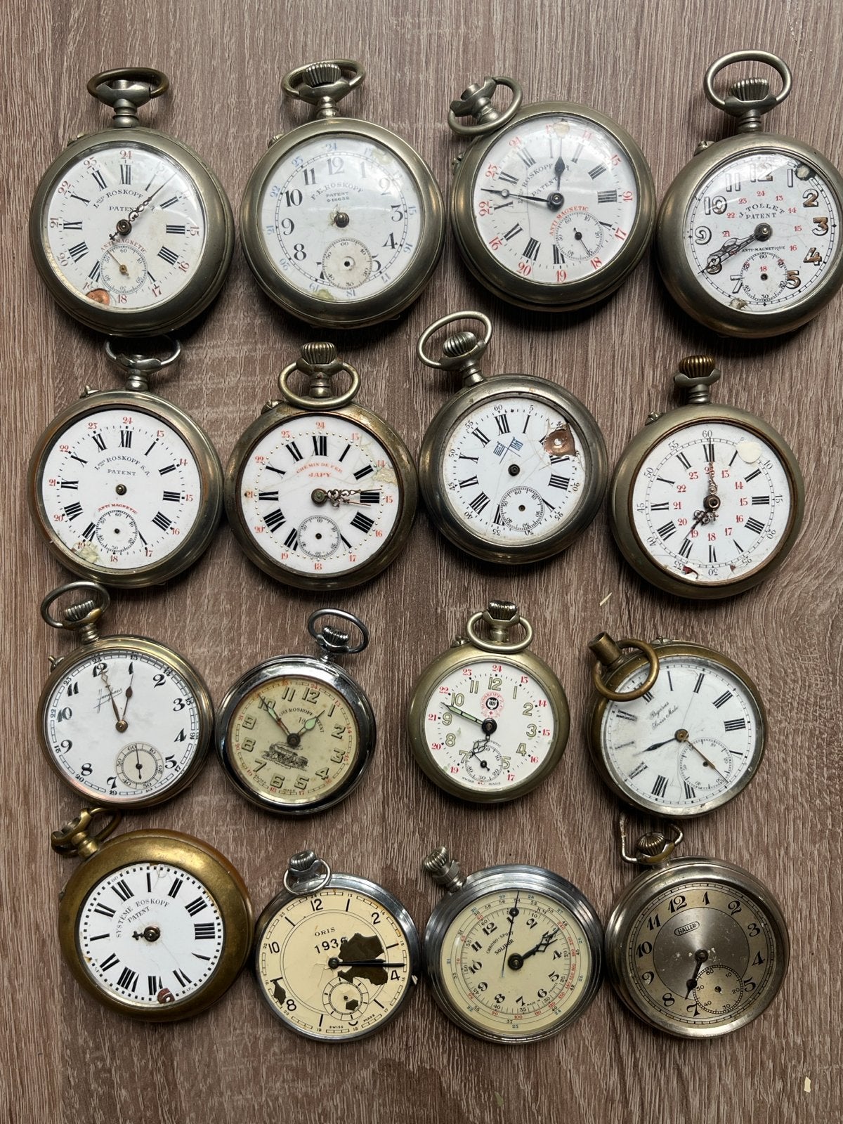 Lot van 16 Antieke Zakhorloges - Roskopf & Meer, Overige merken, Zakhorloge, Staal, Ophalen of Verzenden