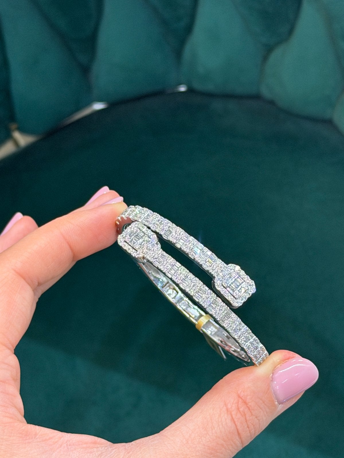 18KT Wit Goud - 7ct natuurlijke diamanten - Unisex Armband, Ophalen, Nieuw, Goud