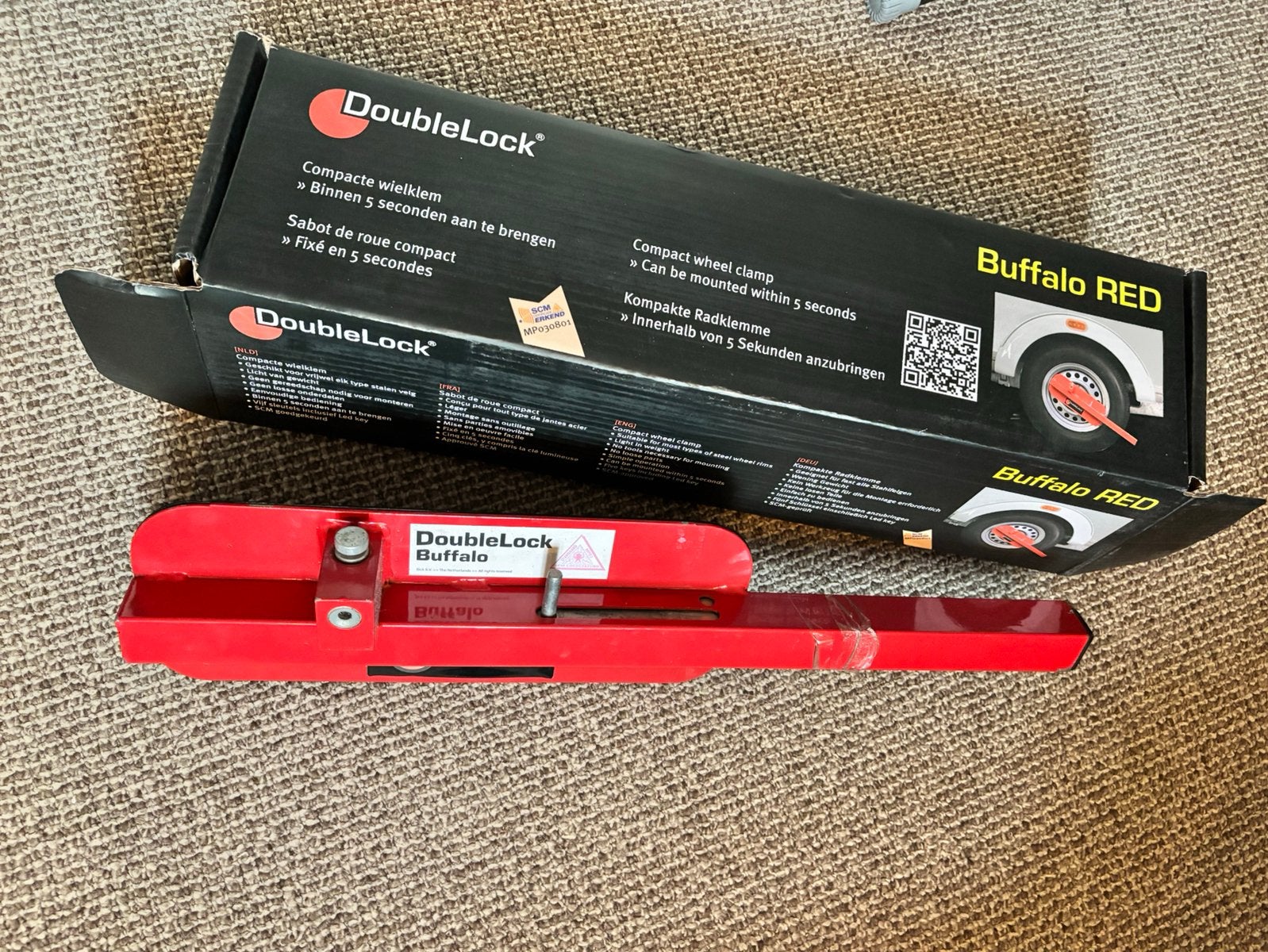 DoubleLock wielklem aanhanger caravan Buffalo slot red, Ophalen of Verzenden, Zo goed als nieuw