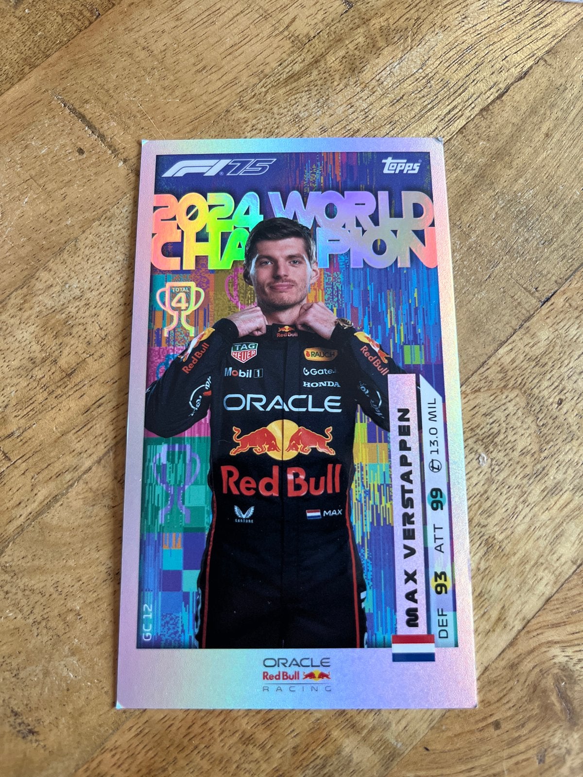 Max Verstappen 2024 World Champion Topps Turbo Attax GC12, Ophalen of Verzenden, Gebruikt, Formule 1
