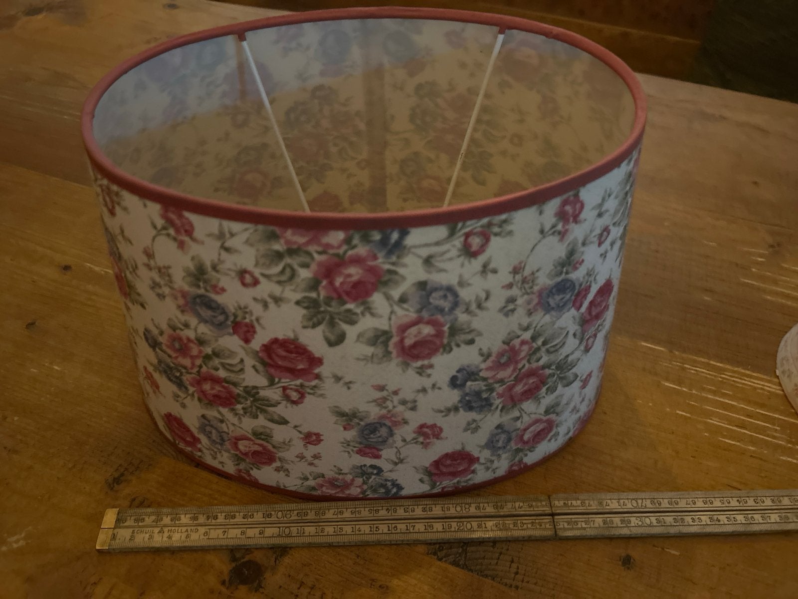 Bloemen lampenkap rozen print ovaal, Gebruikt, Rond, Ophalen of Verzenden, Textiel