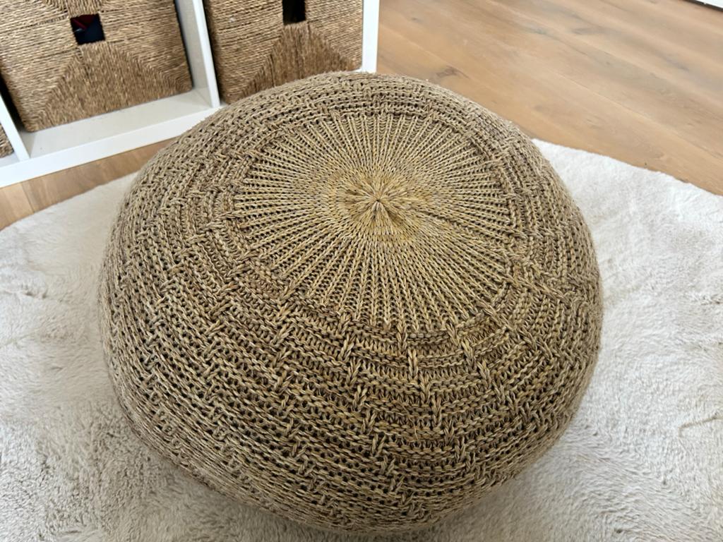 Ikea Sandared poef beige gebreid, Ophalen of Verzenden, Rond, Minder dan 50 cm