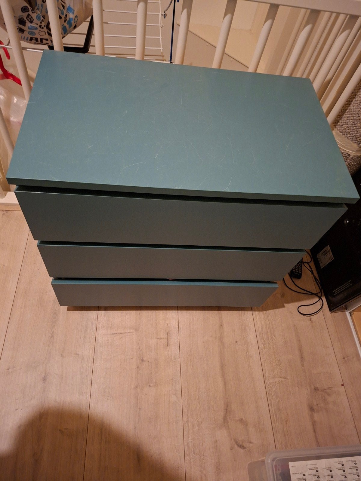 Ladekast MALM met 3 lades - Blauw/Groen, Ophalen, Gebruikt, 50 tot 100 cm, 3 of 4 laden
