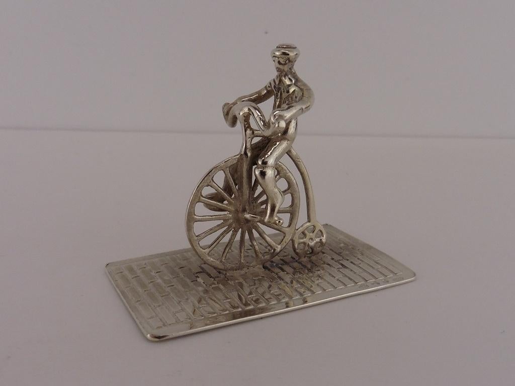 Zilveren miniatuur Hoge bi/Velocycle                     Z13, Antiek en Kunst, Ophalen of Verzenden, Zilver