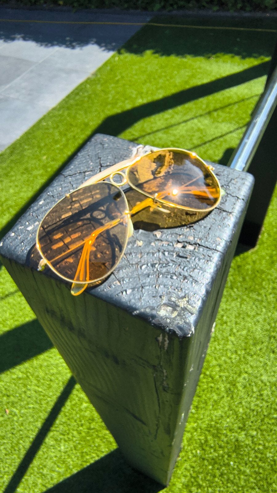 Vintage Ray-Ban B&L  USA Shooter Ambermatic maat 62-14, Ophalen of Verzenden, Zo goed als nieuw, Ray-Ban