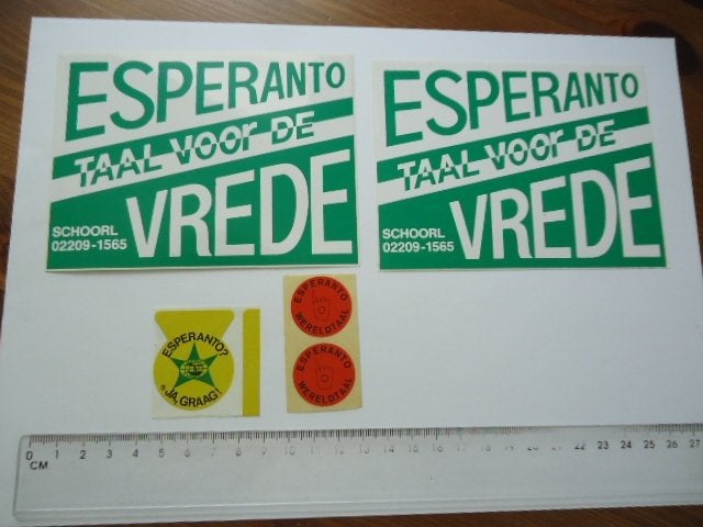 sticker oud ESPERANTO Schoorl jaren 70 vintage retro, Verzamelen, Verzenden, Zo goed als nieuw, Bedrijf of Vereniging