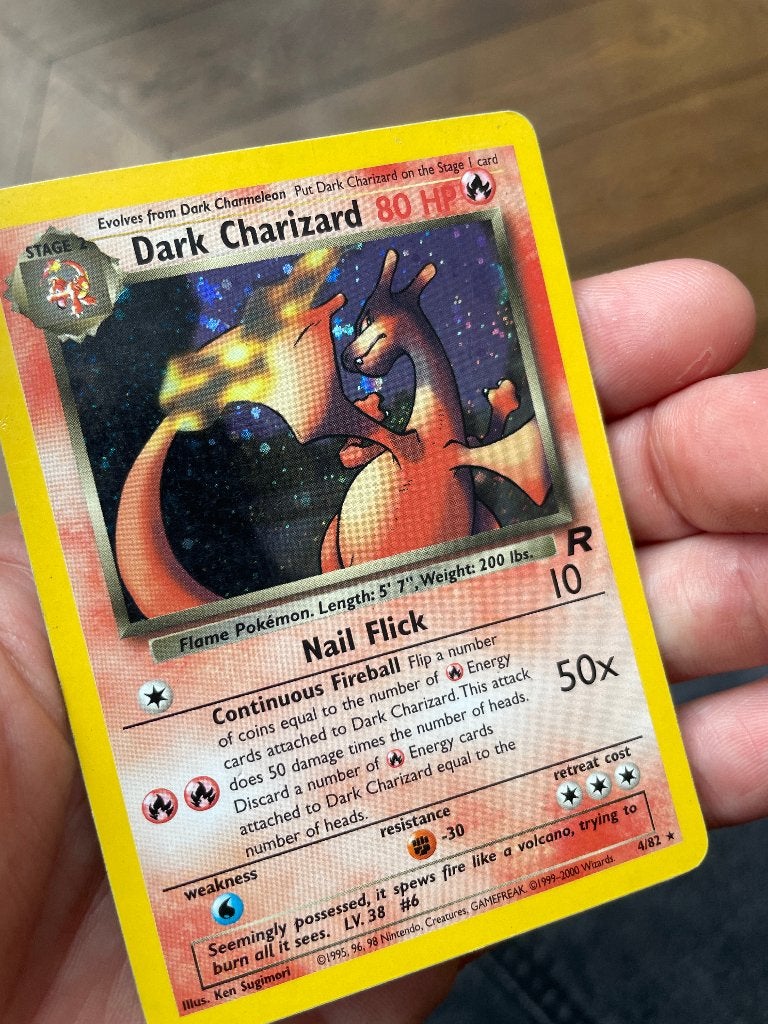 Dark Charizard Holo 4/82 Team Rocket WOTC 2000, Ophalen of Verzenden, Zo goed als nieuw, Losse kaart, Foil