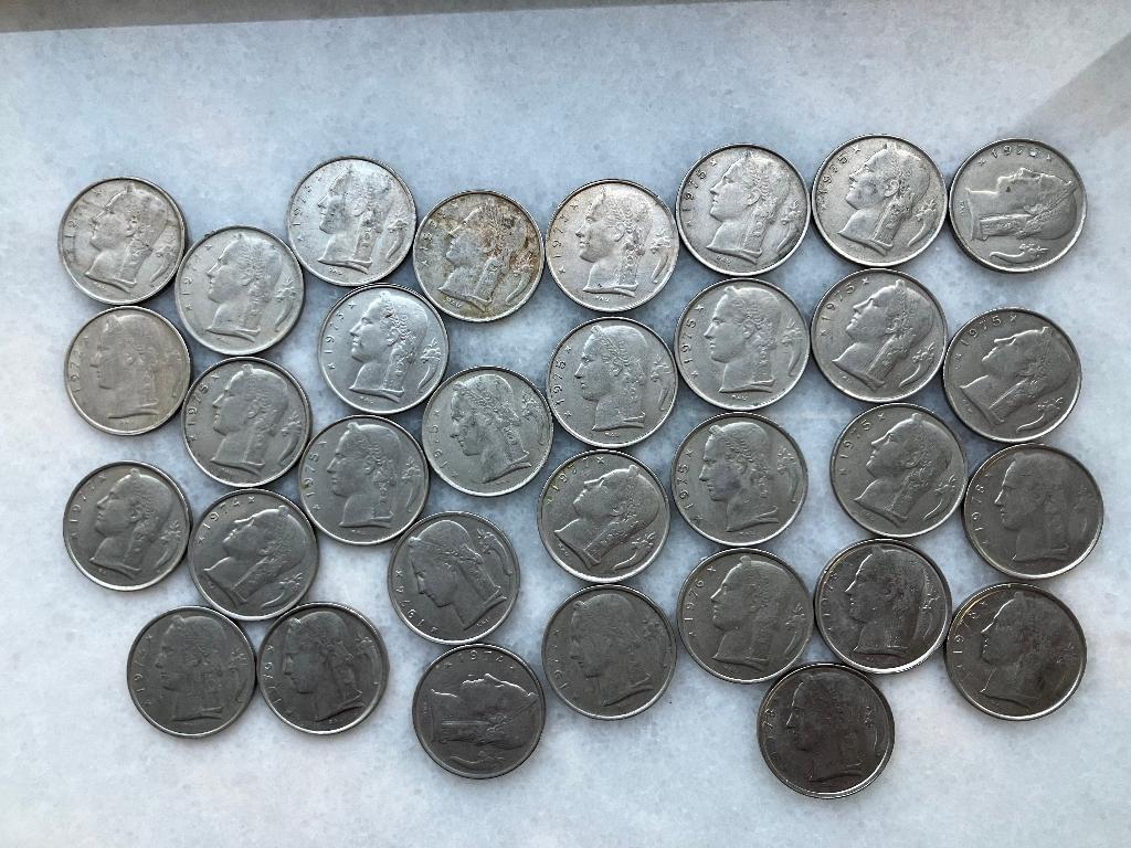 32x Munt 5 Belgische Franc uit 1971 tm 1978, Postzegels en Munten, Munten | België, Ophalen of Verzenden