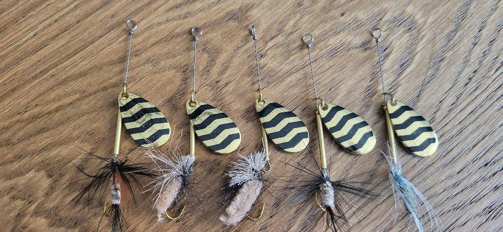 5x Bretton handgebouwde baars spinners kunstaas, Ophalen of Verzenden, Nieuw, Kunstaas