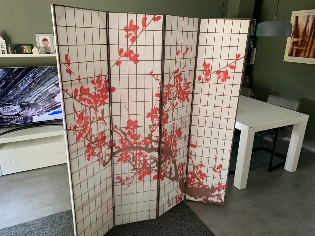 Japanse kamerscherm met kersenbloesem 1:80 x 1.60, Ophalen, Zo goed als nieuw