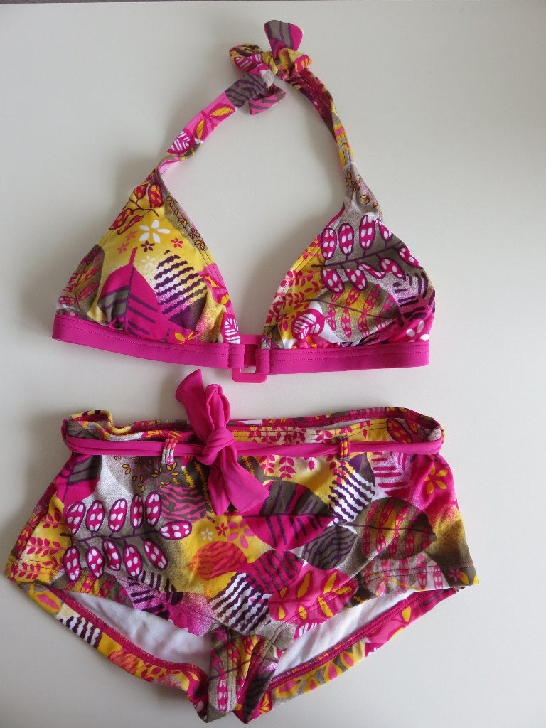 Beachwave bikini maat 38 M roze bladeren print beach wave, Kleding | Dames, Beachwave, Verzenden, Zo goed als nieuw, Roze
