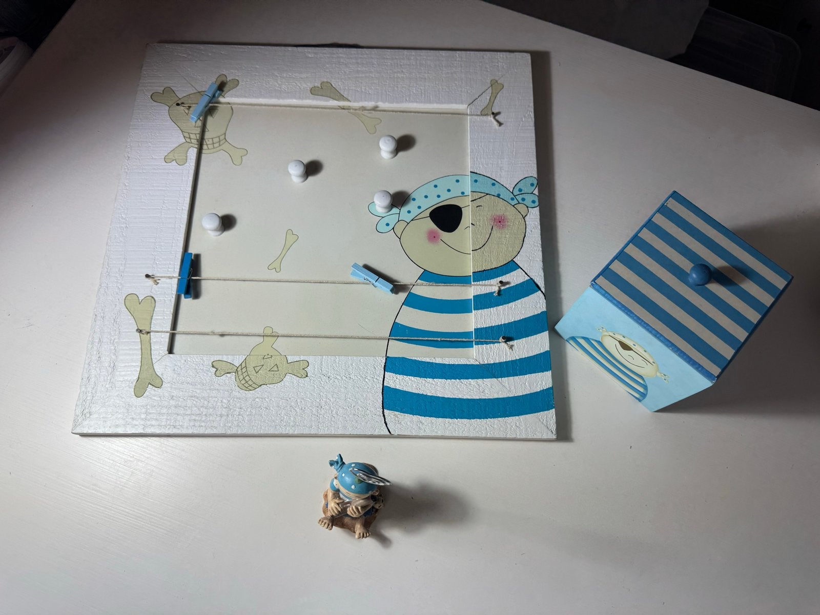 Piraten memobord, doosje en fotohouder voor kinderkamer, Overige merken, Ophalen of Verzenden, Zo goed als nieuw, Wanddecoratie