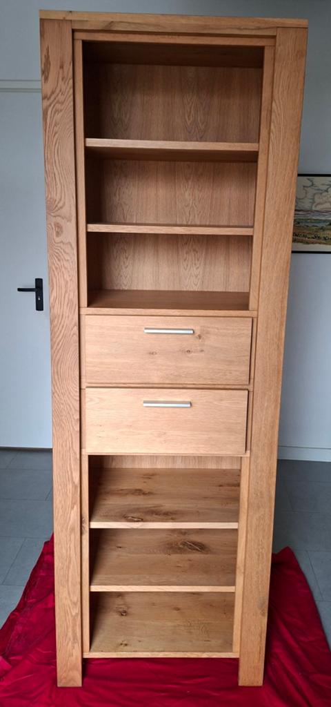Massief eiken blank gelakte kast., Huis en Inrichting, Ophalen, Met plank(en), 200 cm of meer, Eikenhout