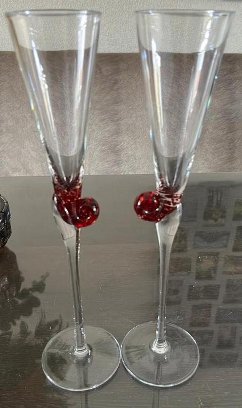 Mooie vintage Murano champagneflutes Escargot’s, Ophalen of Verzenden, Nieuw, Overige typen