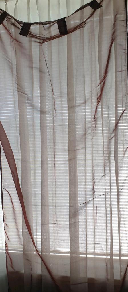Set van 4 bruine voile lussen gordijnen, 100 tot 150 cm, Bruin, 200 cm of meer, Nieuw