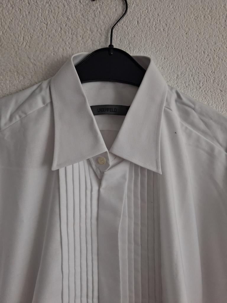 Lagerfeld wit smoking overhemd - Halswijdte 45, Kleding | Heren, Overhemden, Lagerfeld, Wit, Ophalen of Verzenden, Zo goed als nieuw