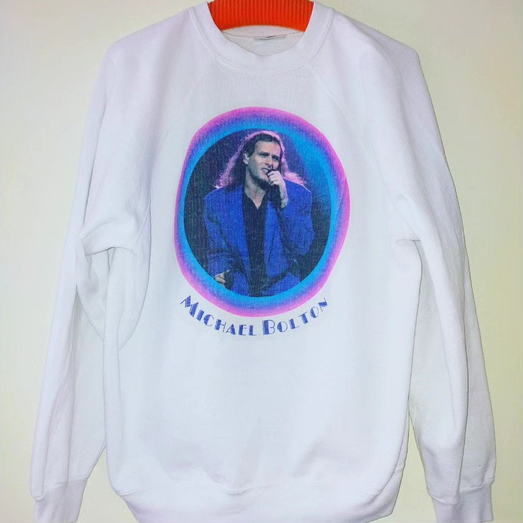 Vintage Michael Bolton Trui - Tultex Label - Maat L, Ophalen, Maat 52/54 (L), Zwart