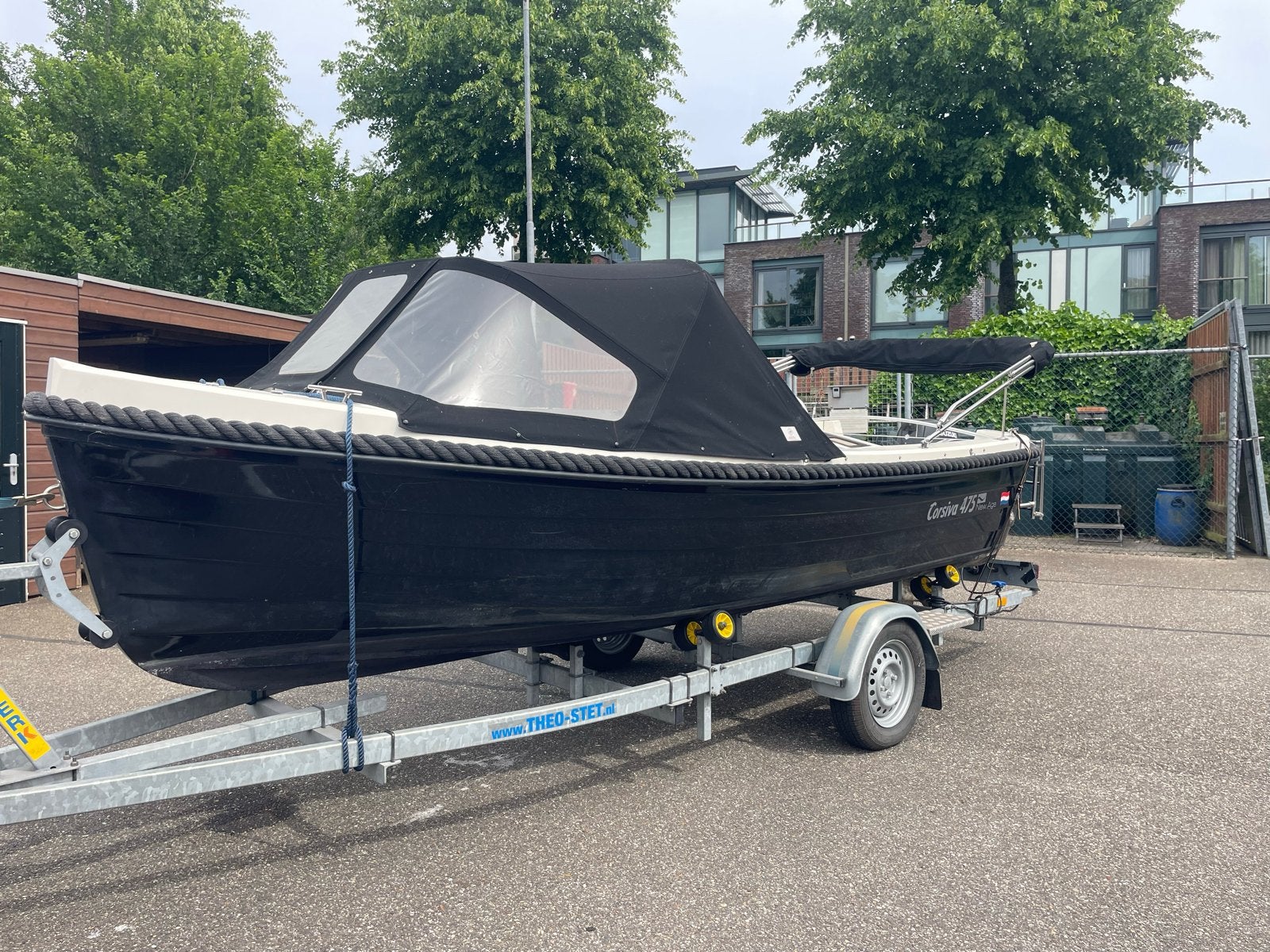 Corsiva 475 New Age 2012 met trailer met Suzuki 15 pk motor, Overige merken, Gebruikt, Afdekzeil, Buitenboordmotor